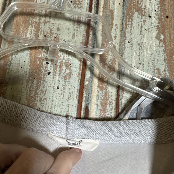 Easel Gray Long Sleeve Women’s Large Hoodie Tunic Sweatshirt Velour Colorblock - Picture 2 of 13